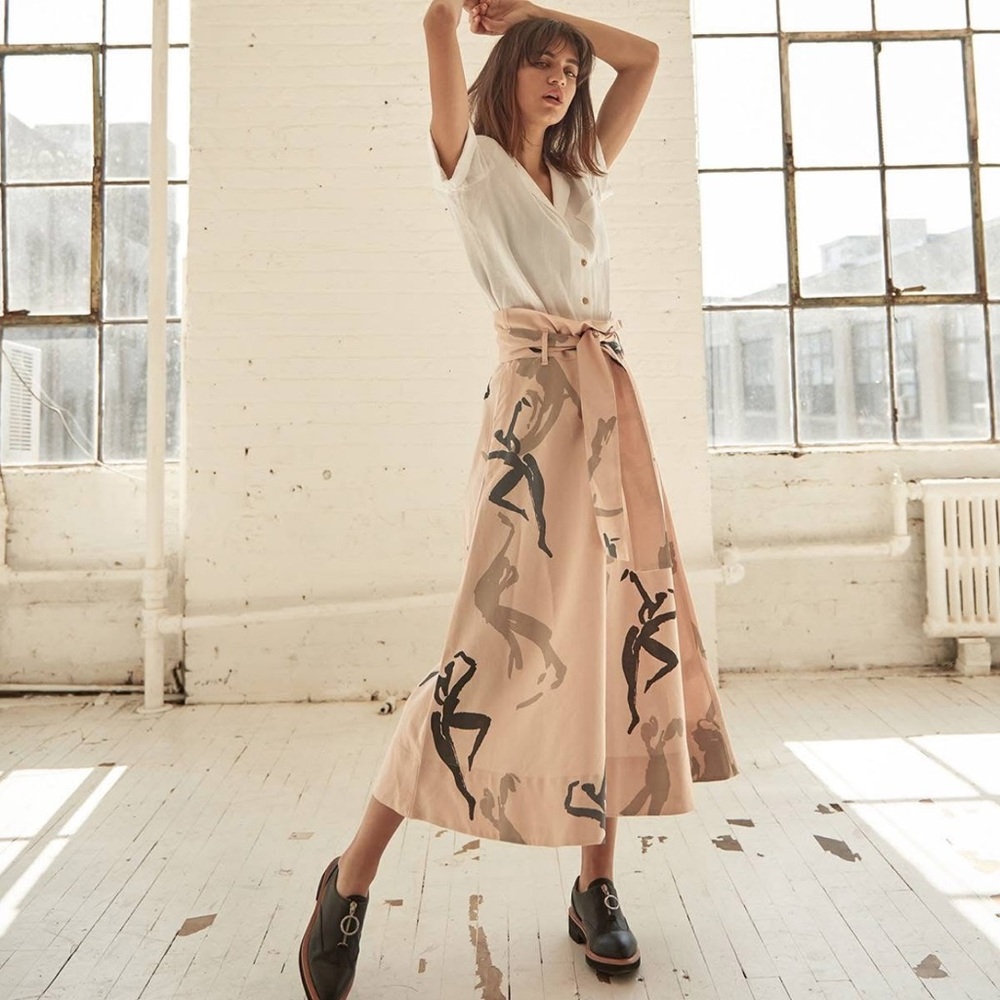 KOWTOW Audition Skirt Dancer Size M (8)‎ Pale Pink Abstract Print Art to Wear